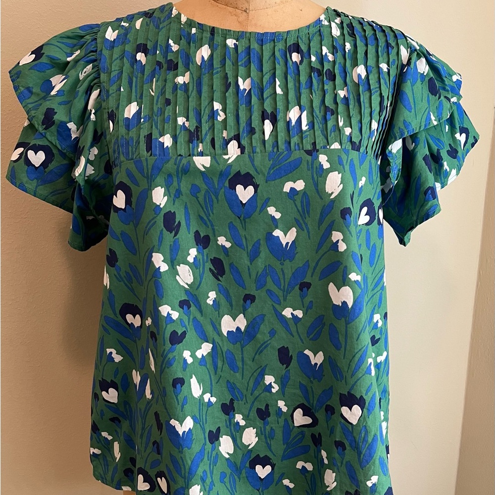 Sugarlips Green and Blue Floral Blouse